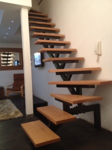 Oak Stairs on a Metal Staircase