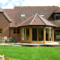 Hand Built Oak Timber Exterior French Doors to Summer Room