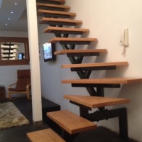 Oak Stairs on a Metal Staircase